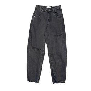 Bershka Balloon black baggy distressed jeans size 2